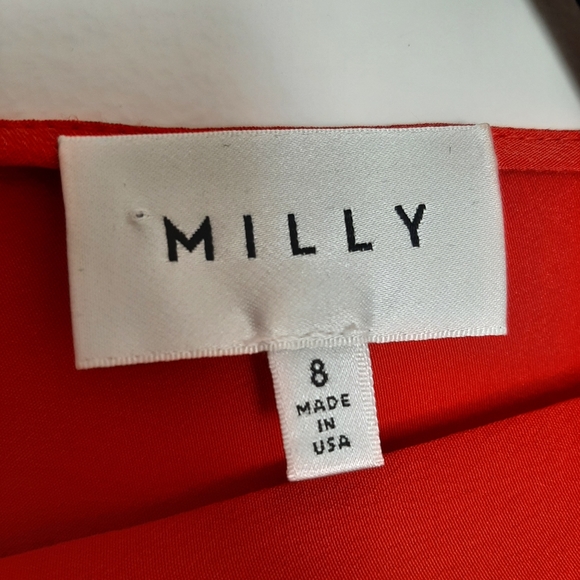 Milly 100% Silk Red Dress Size 8 - Picture 3 of 5